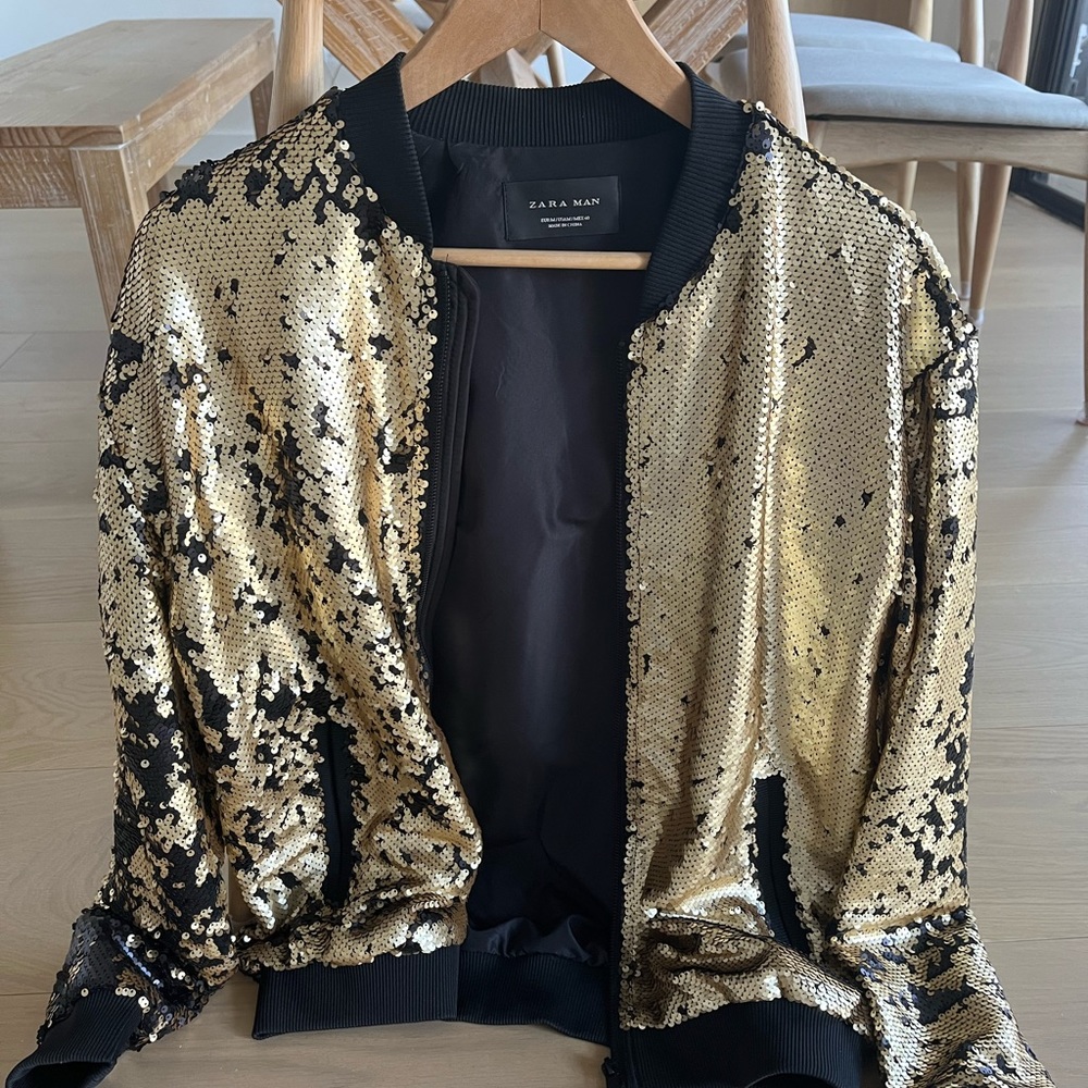 Zara sequin bomber. Men’s Medium. Like new.